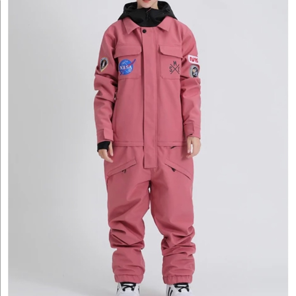 Women’s slope star pink one piece snowboard jumpsuit - Picture 5 of 5